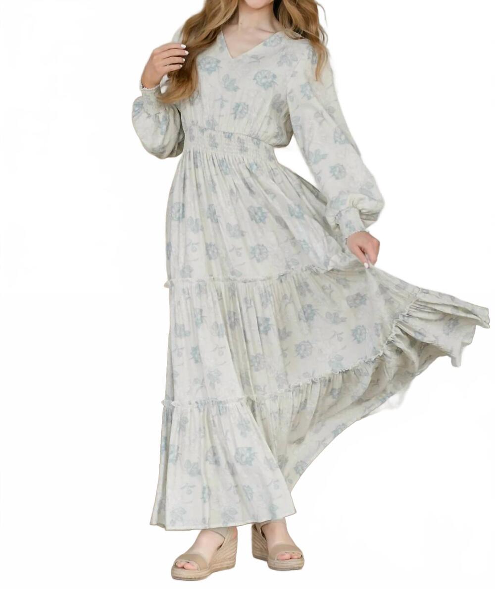NEW MIKAROSE jacey midi dress in blue ivory